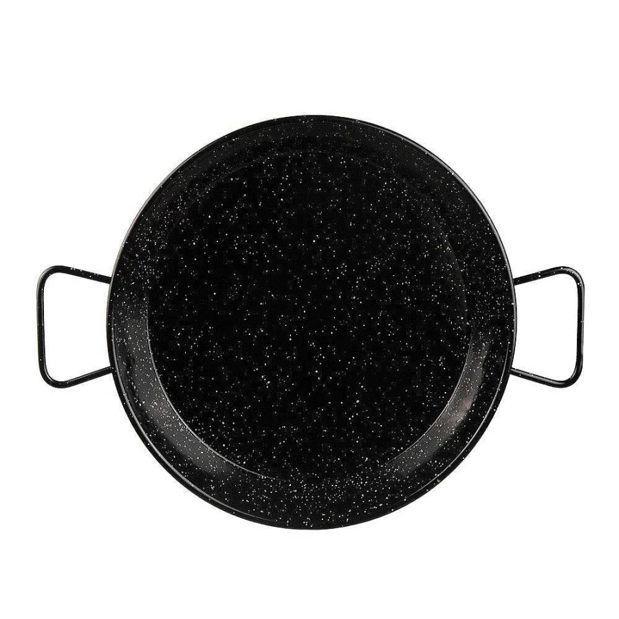 Wheel and Barrow 36cm Enamel Paella Pan - Large Spanish Cooking Pan for Authentic Paella - Durable Stovetop & Oven Safe Dish