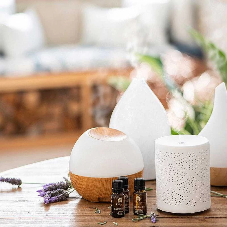 Wheel and Barrow Ultrasonic Essential Oil Diffuser - Glass Tulip Design with Marble White Finish, 19.5x12cm Aromatherapy Humidifier