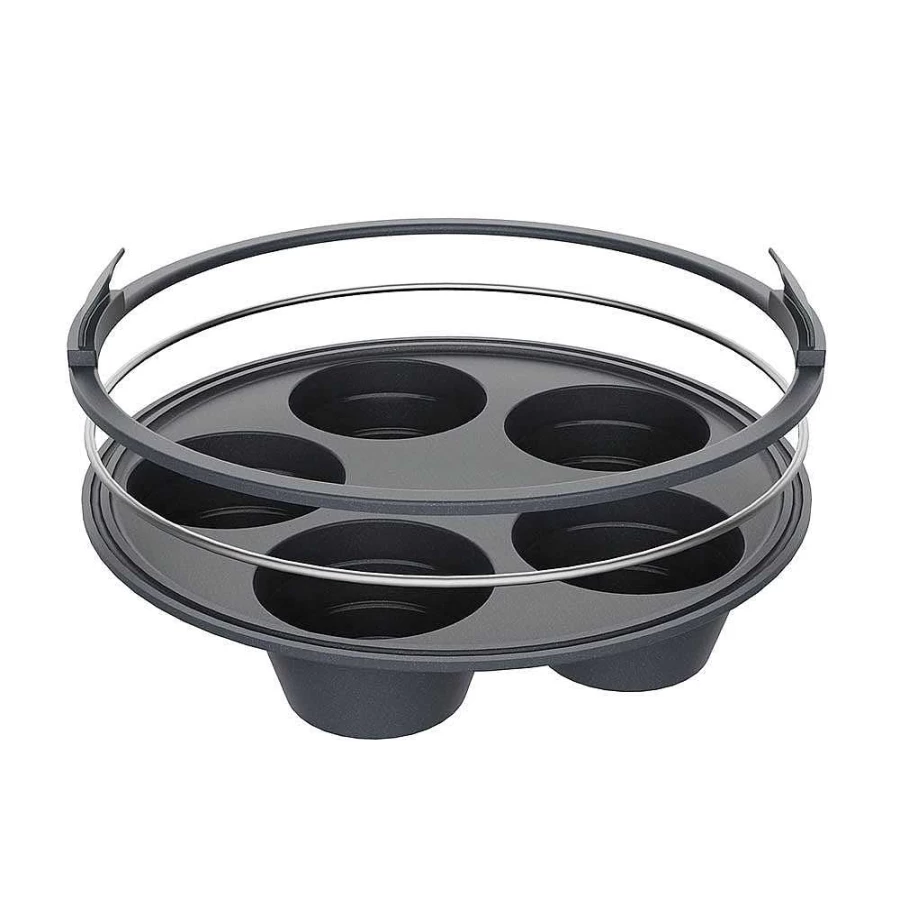 Wheel and Barrow 5-Cup Silicone Muffin Pan 22cm Non-Stick Baking Tray for Cupcakes and Muffins
