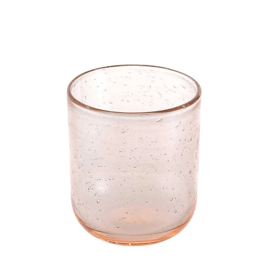 Wheel & Barrow Rose Pink 350ml Glass Tumbler - Insulated Bubble Design Cup for Hot & Cold Drinks