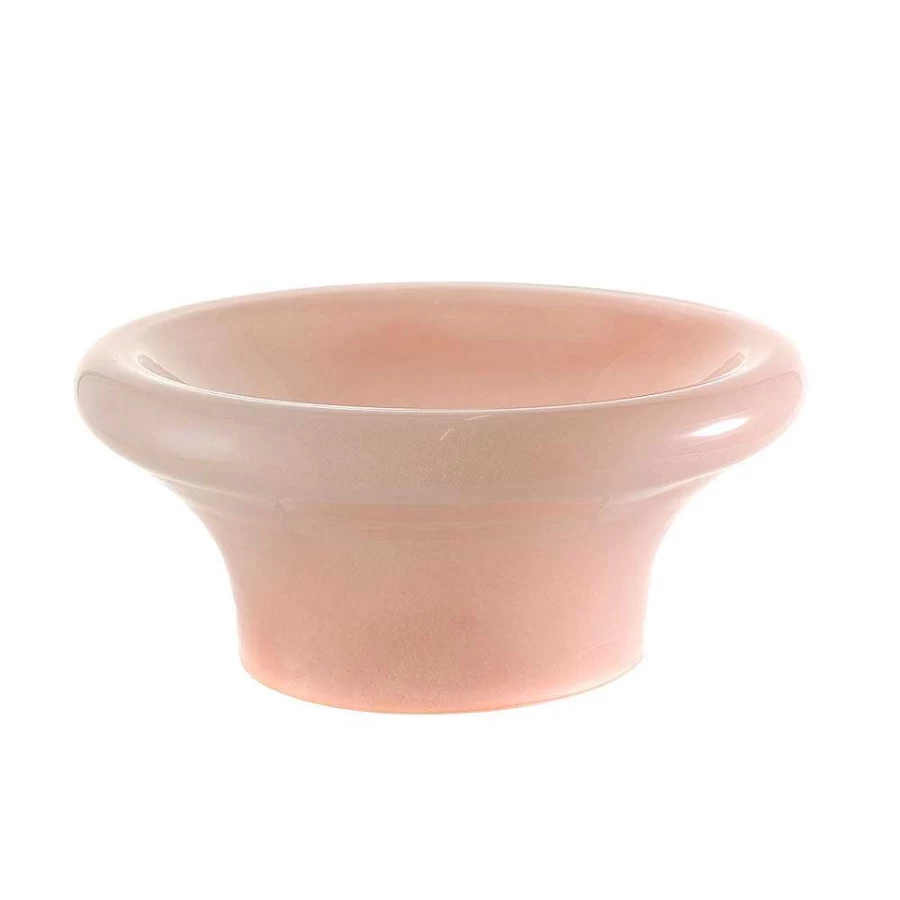 Wheel and Barrow Pink Glass Footed Bowl - 23cm Diameter x 10cm Height - Decorative Serving Bowl