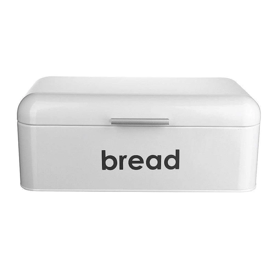 Wheel and Barrow White Bread Bin - 42.5 x 23 x 16.5 cm Kitchen Storage Container for Fresh Bread