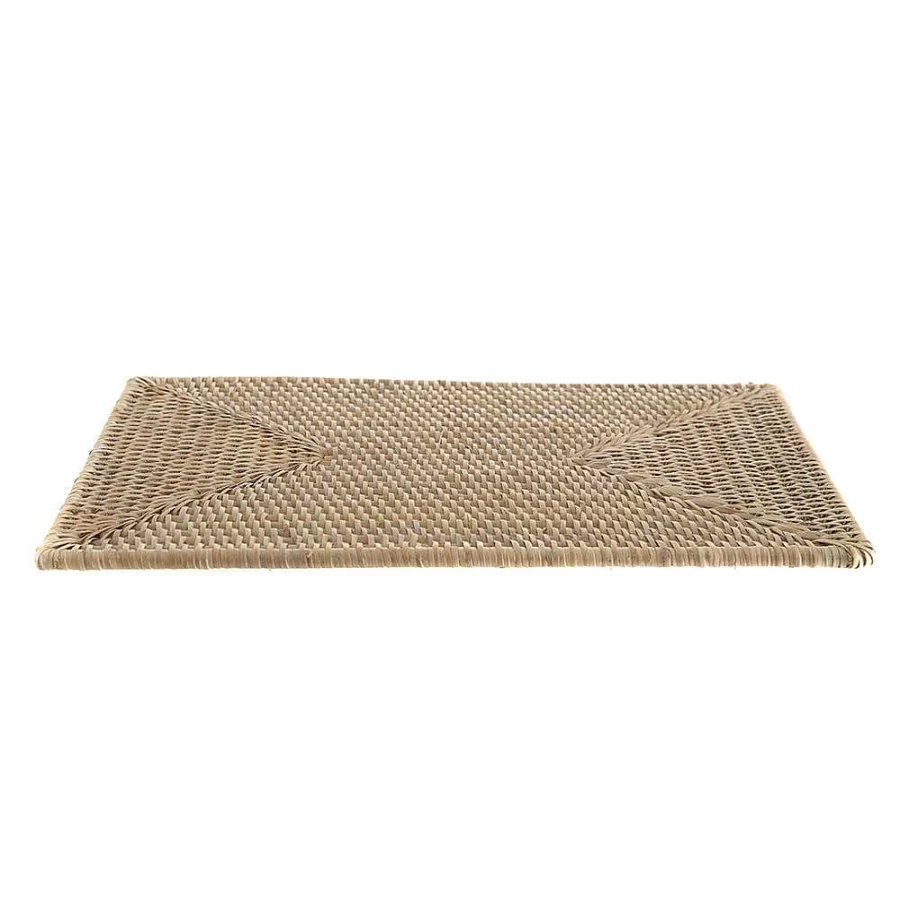 Wheel and Barrow White Washed Rattan Placemat - 45cm Round Natural Fiber Table Mat for Dining & Home Decor