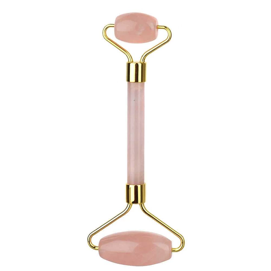 "Wheel and Barrow Rose Quartz Facial Massage Roller for Skin Rejuvenation & Relaxation"