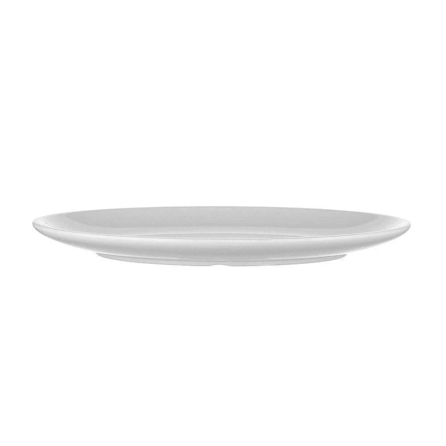Wheel and Barrow White Melamine Oval Serving Platter 40cm x 29cm - Durable Flat Dish for Entertaining