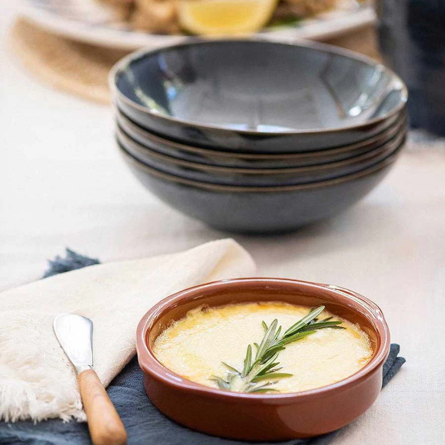 Wheel and Barrow Mediterranean Blue Stoneware Bowl 20cm - Handcrafted Ceramic Serving Dish