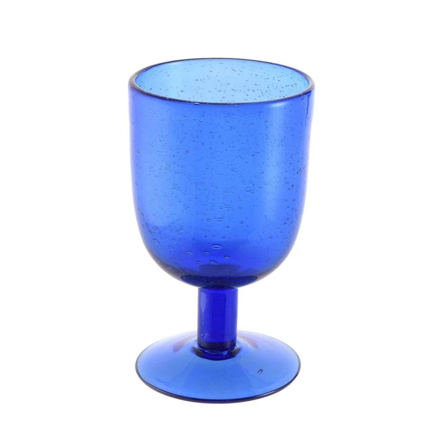 Wheel and Barrow Cobalt Blue Wine Glasses - Set of 4, 350ml Elegant Bubble Design, Perfect for Red and White Wine