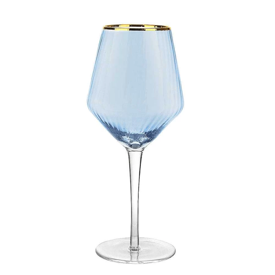 Wheel and Barrow Navy and Gold Rim Wine Glass - 720ml Premium Optic Design for Enhanced Aroma & Taste