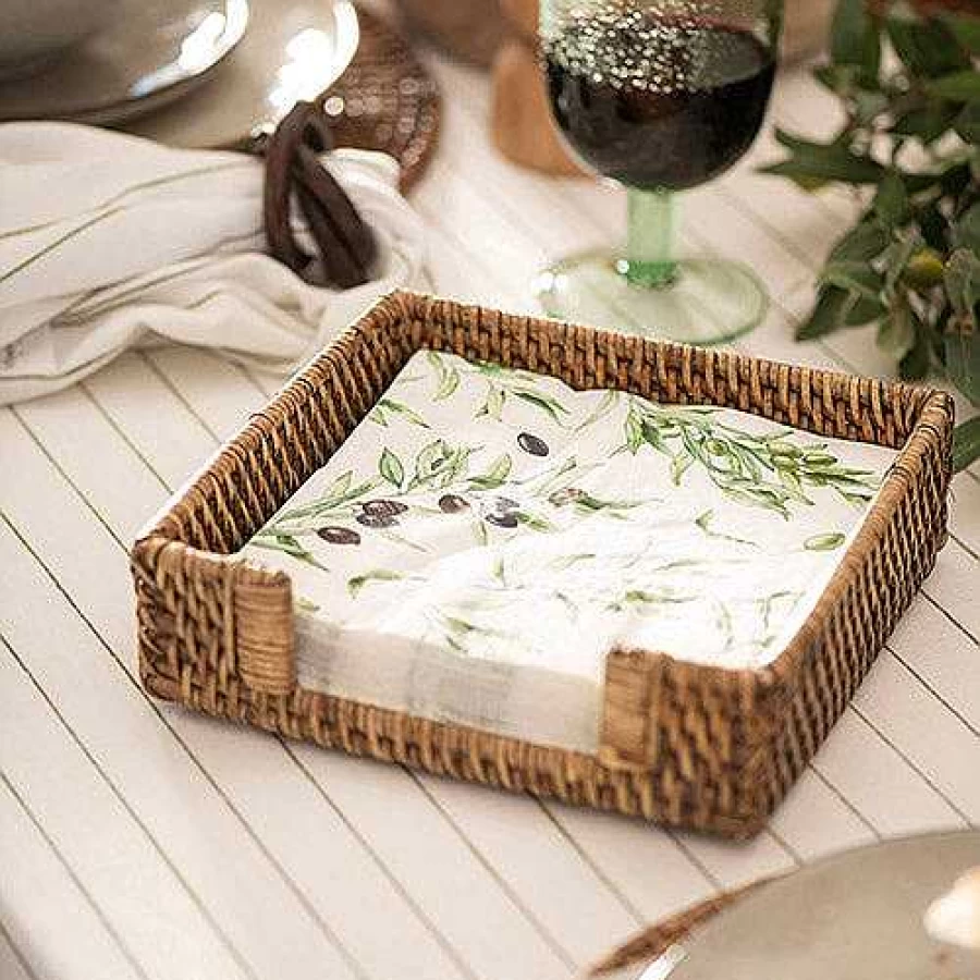 Wheel and Barrow Dark Olive Branch Paper Napkins 33cm x 33cm Pack of 20 Premium Dinner Napkins