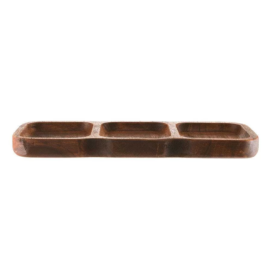 Wheel and Barrow Acacia Wood Serving Tray - 38cm x 15cm x 3cm - Rustic Rectangular Wooden Tray for Dining & Entertaining