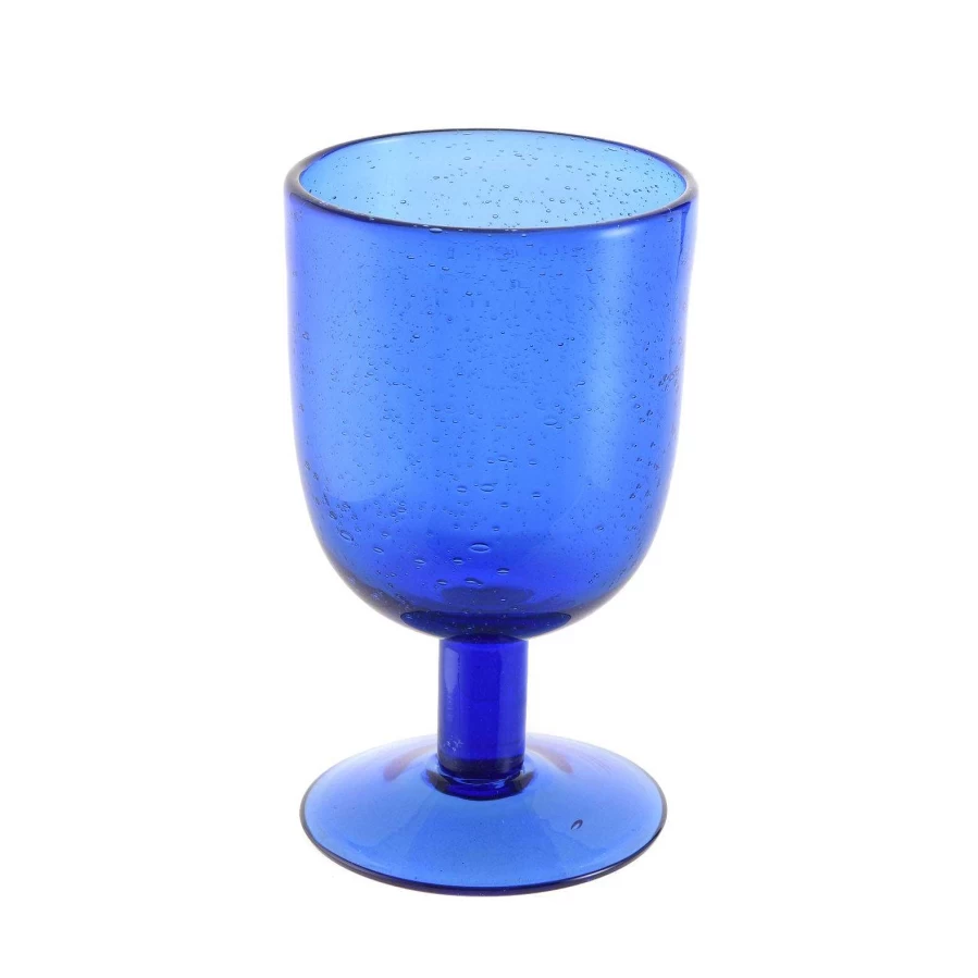 Wheel and Barrow Cobalt Blue Wine Glass - 350ml Elegant Bubble Design for Premium Drinking Experience