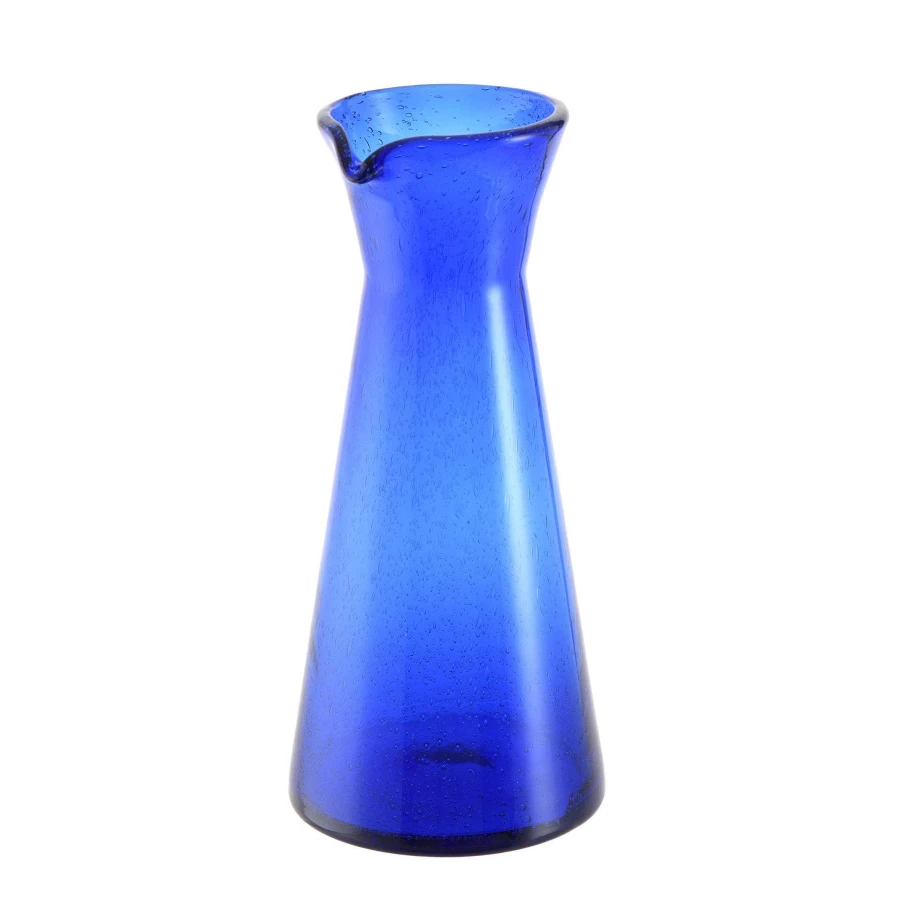 Wheel and Barrow Cobalt Blue Glass Carafe - 985ml Bubble Design Decanter for Water or Wine