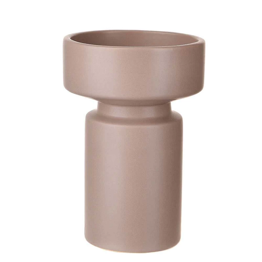 Wheel & Barrow Beige Matt Wedge Top Candle Holder - Decorative Home Table Centerpiece