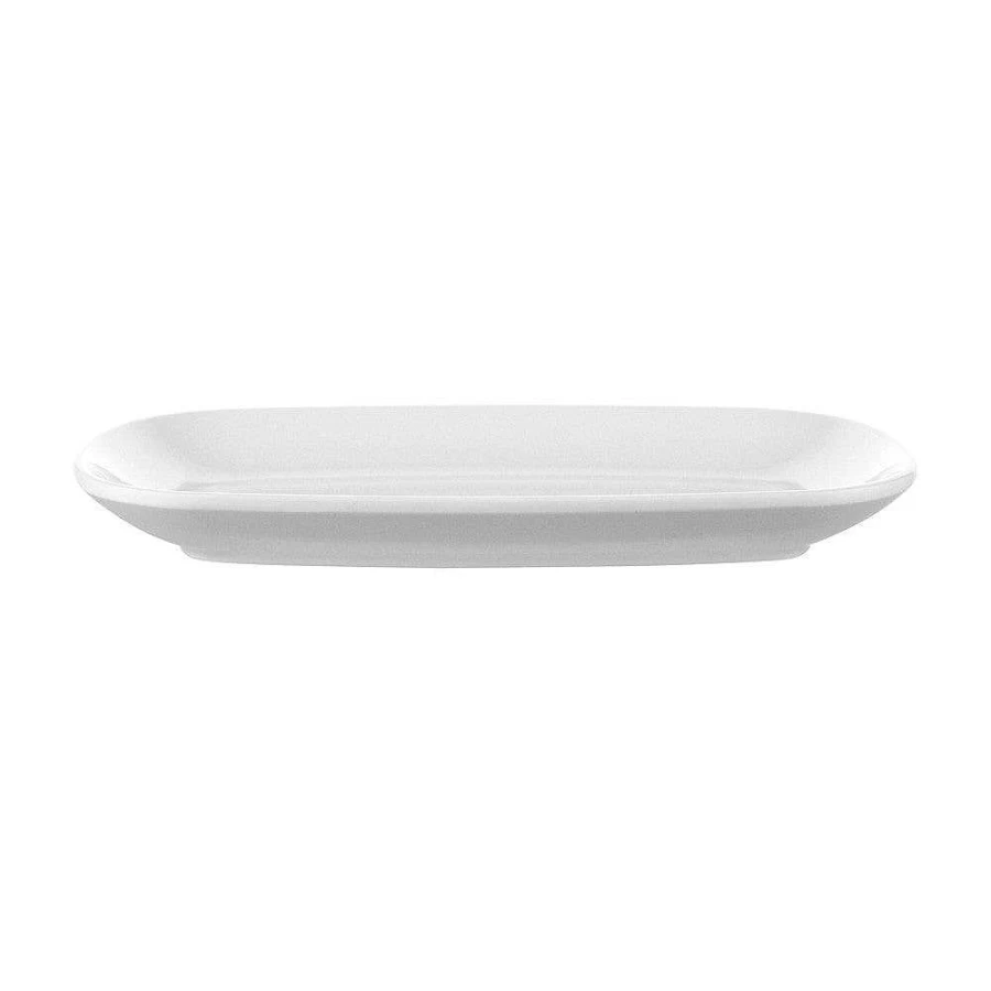 Wheel & Barrow White Melamine Coupe Plate 22cm x 13cm - Durable Dinner Platter for Dining & Serving