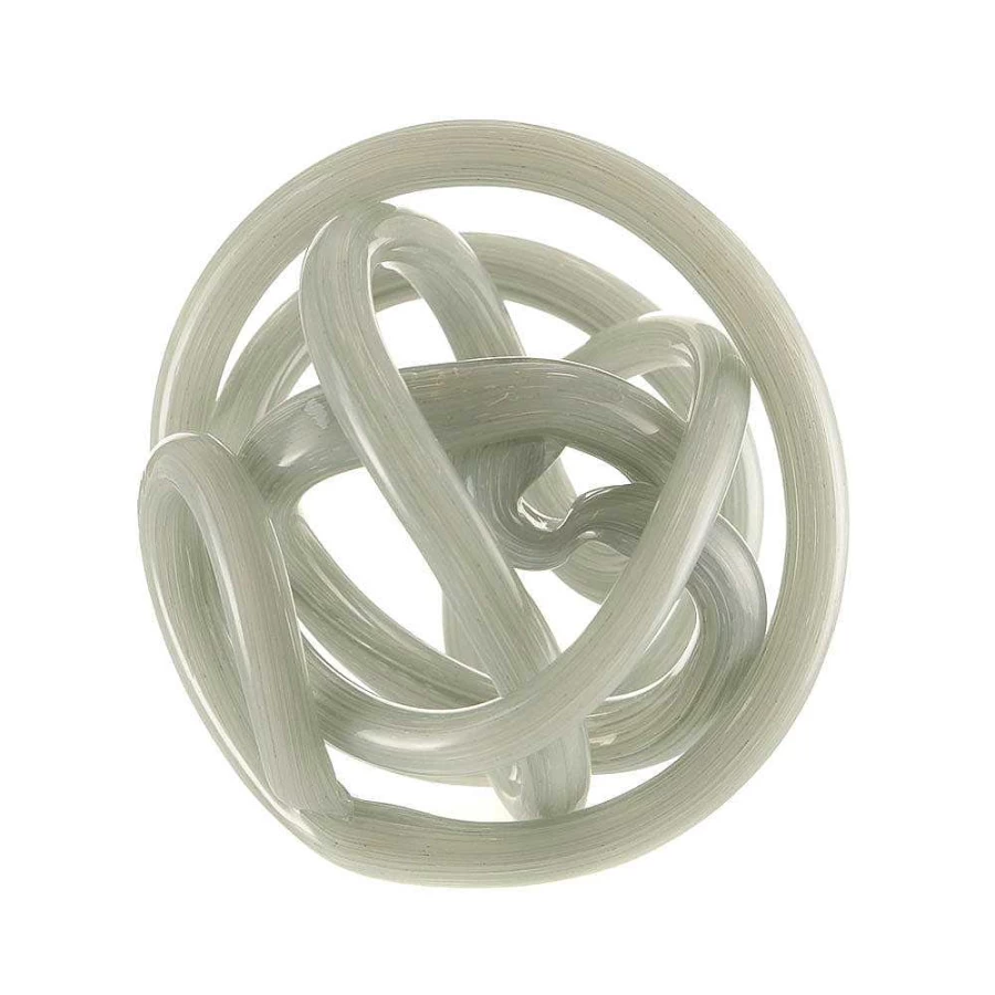 Wheel and Barrow Grey Glass Knot Ornament - 15cm Decorative Home Accent