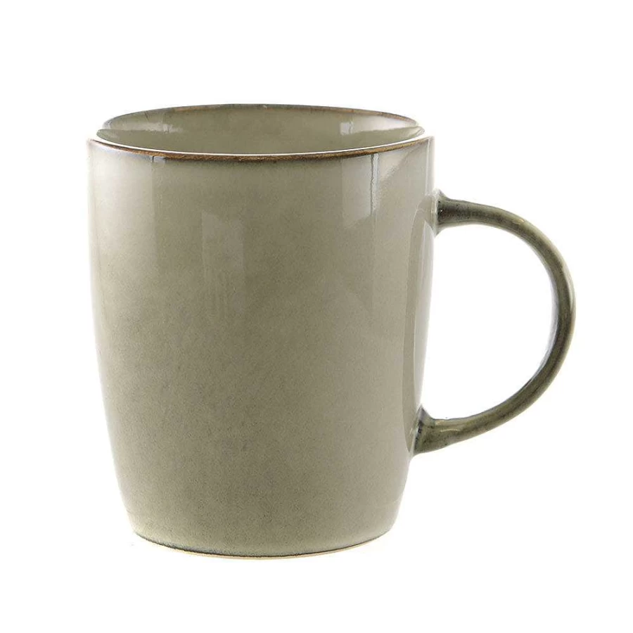 Wheel and Barrow 6-Piece Stoneware Mug Set in Olive Green – Durable & Stylish Coffee Cups
