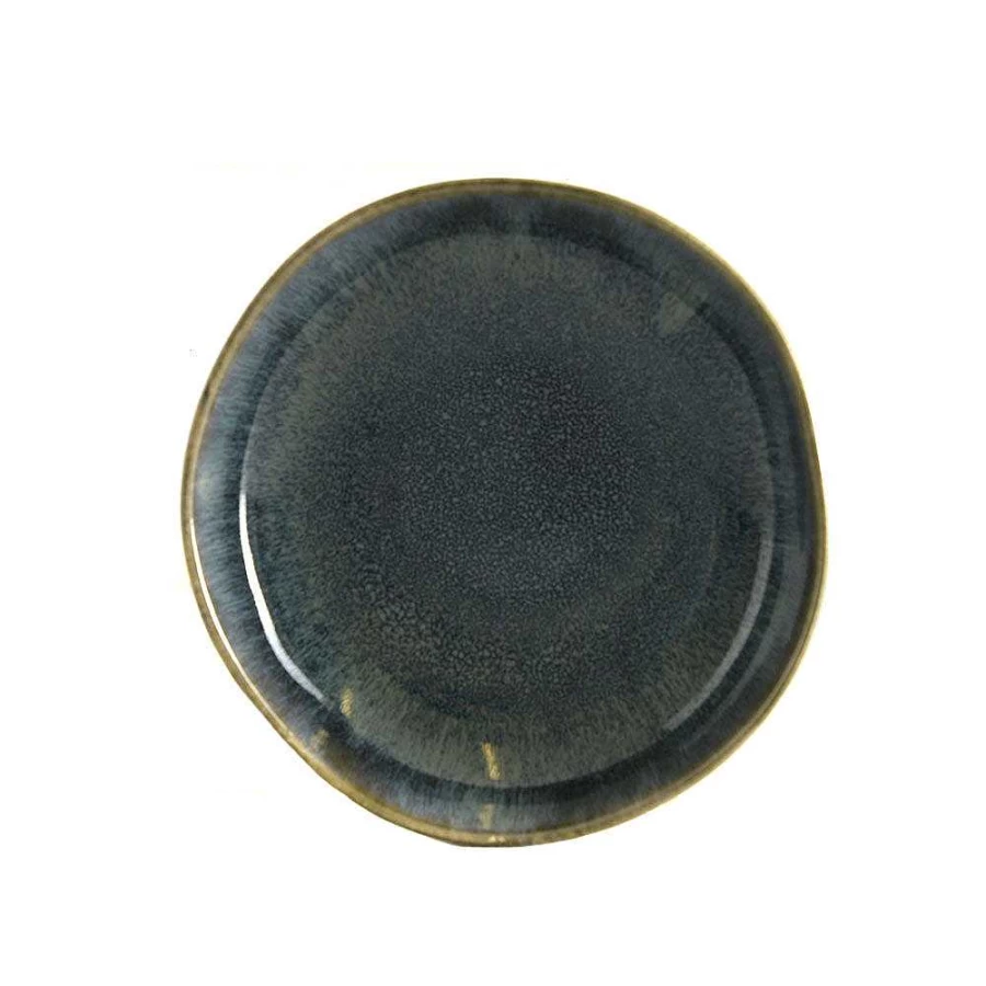Wheel and Barrow Atomic Blue Stoneware Bowl - 13cm Diameter x 3cm Height - Durable Ceramic Serving Bowl