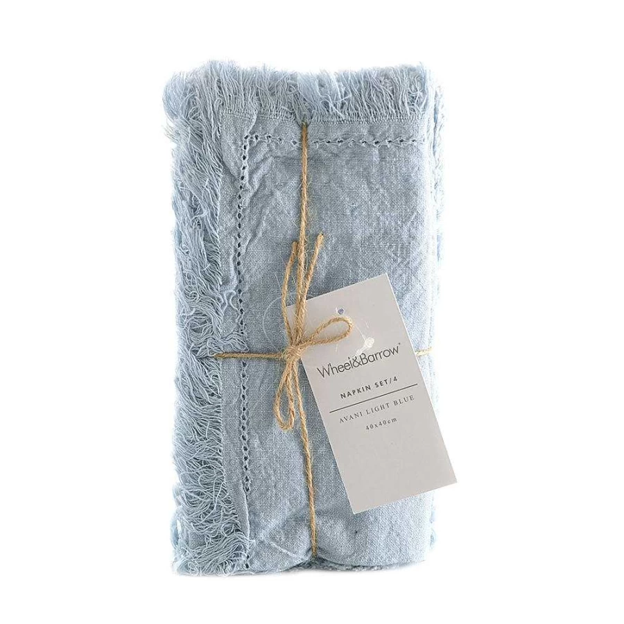 Wheel and Barrow Avani 4-Piece Light Blue 40x40cm Napkin Set for Dining and Decor