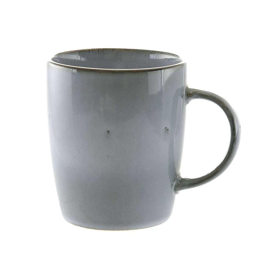 Wheel and Barrow 6-Piece Light Blue Stoneware Coffee Mug Set – Durable Ceramic Cups for Home & Office