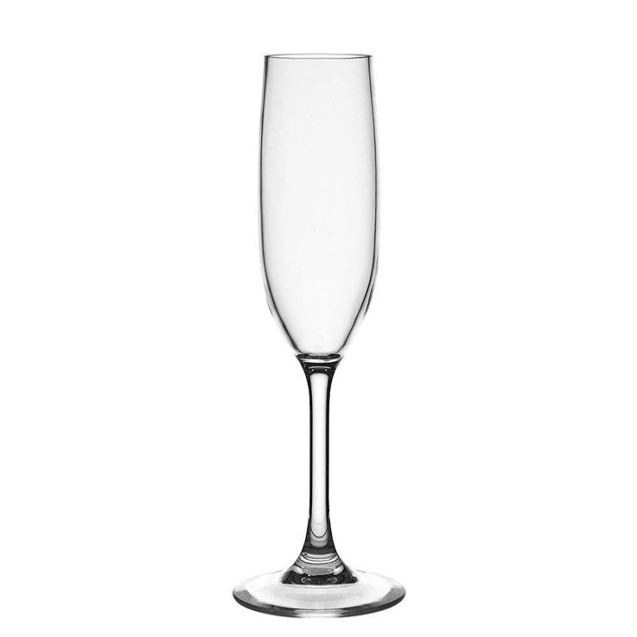 Wheel & Barrow Polycarbonate Champagne Flutes - Set of 6 Shatter-Proof 200ml Crystal Clear Flutes for Parties & Events