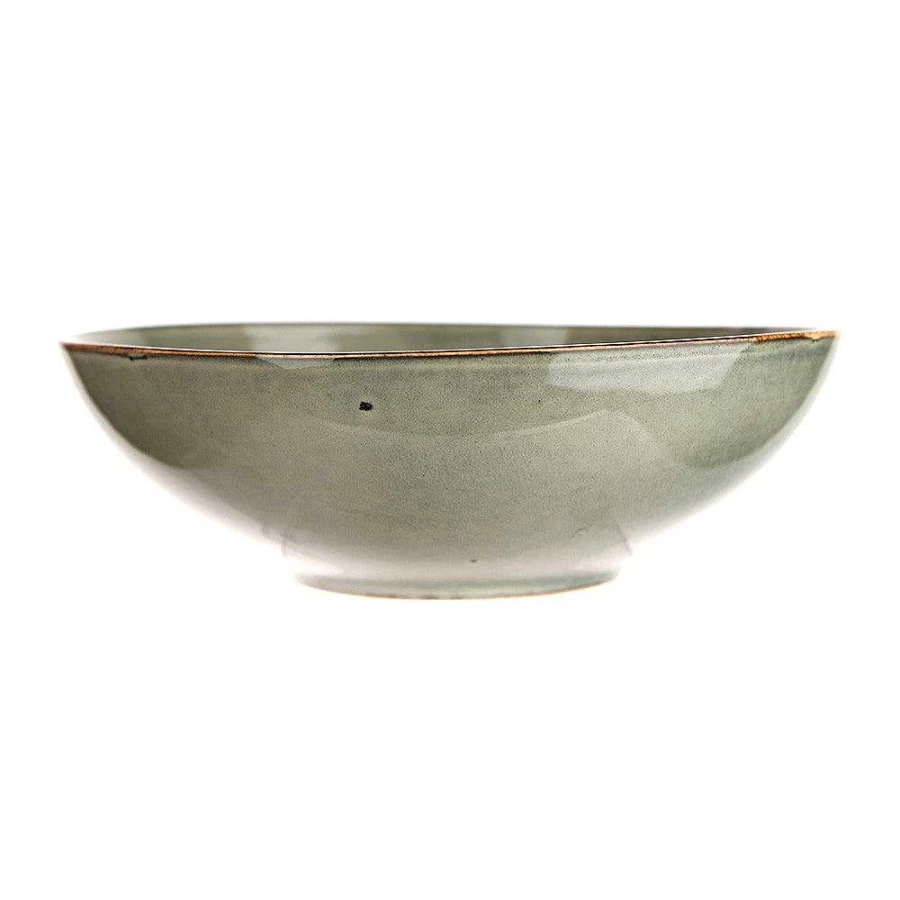 Wheel and Barrow 20Cm Olive Green Stoneware Bowl - Durable Handcrafted Ceramic Serving Dish