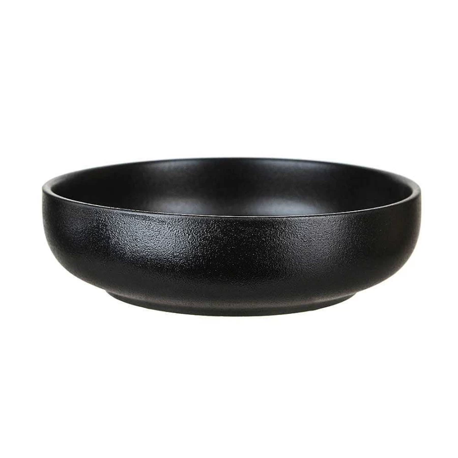 "Wheel and Barrow Round Black Serving Bowl 21cm Diameter x 6cm Height"