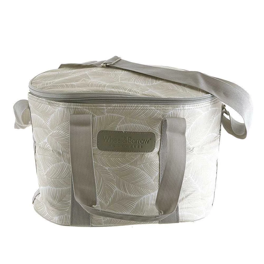 Wheel and Barrow Insulated Picnic Cooler Bag with Stylish Leaf Print Design for Outdoor Gatherings