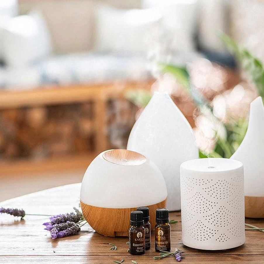 Wheel and Barrow Ultrasonic Diffuser - Marble White Glass Tulip Aroma Essential Oil Diffuser, 19.5cm Height, Quiet Humidifier for Home & Office
