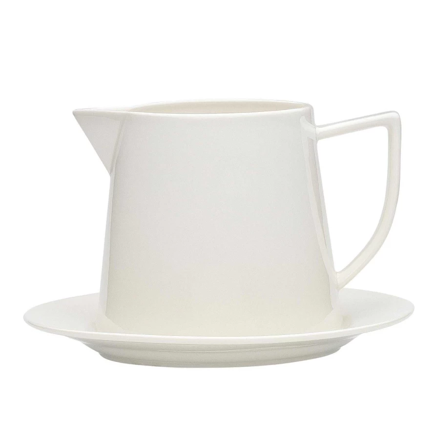 Wheel and Barrow White Gravy Jug & Saucer Set 600ml – Elegant Serving Pourer
