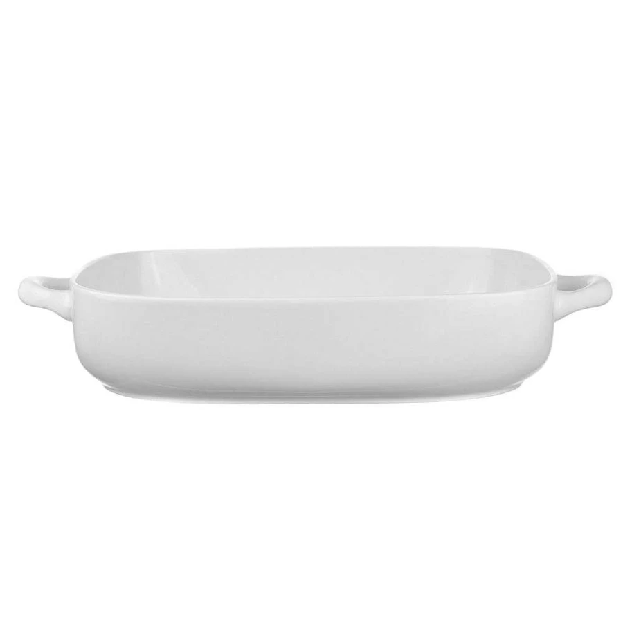 Wheel & Barrow 38cm White Rectangular Bone China Baking Dish - Oven Safe Ceramic Cookware