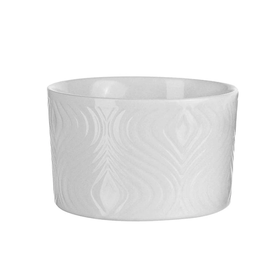 Wheel and Barrow Porcelain Souffle Textured White Decorative Bowl 10x10x6cm
