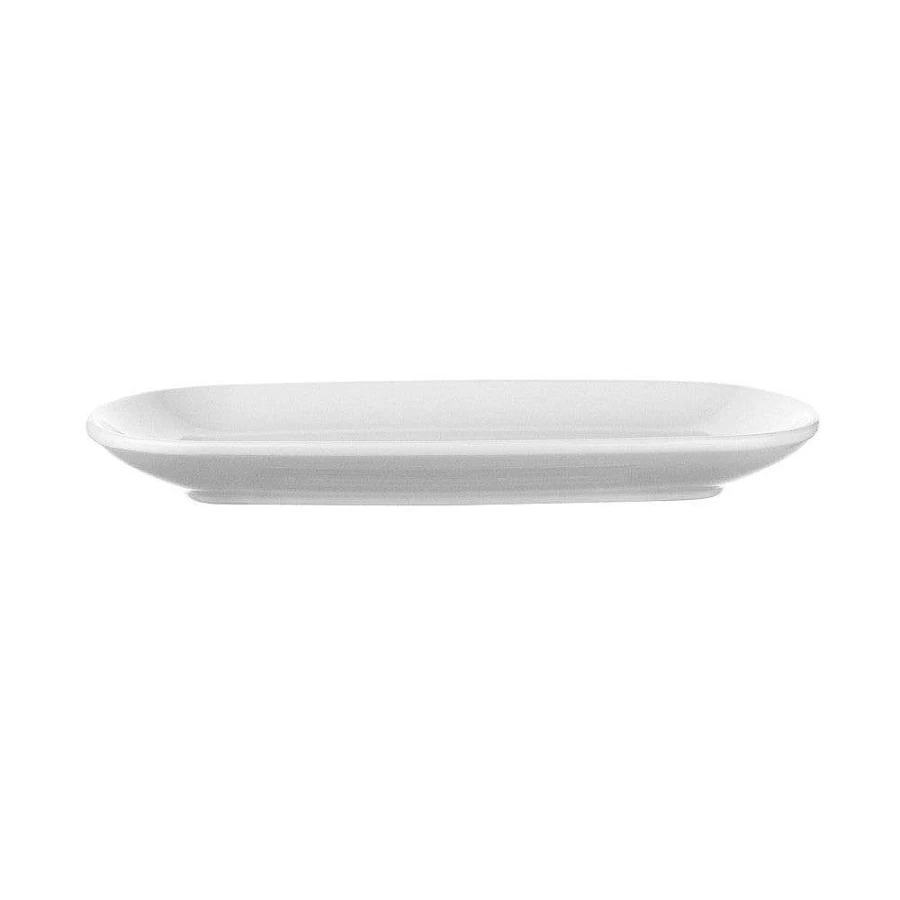 Wheel & Barrow White Melamine Coupe Plate 24cm x 16cm - Durable Dinner Platter for Dining & Serving