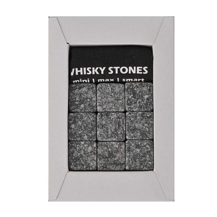 Wheel and Barrow Marble Whisky Stones Set - 9 Reusable Chilling Cubes for Whiskey & Drinks