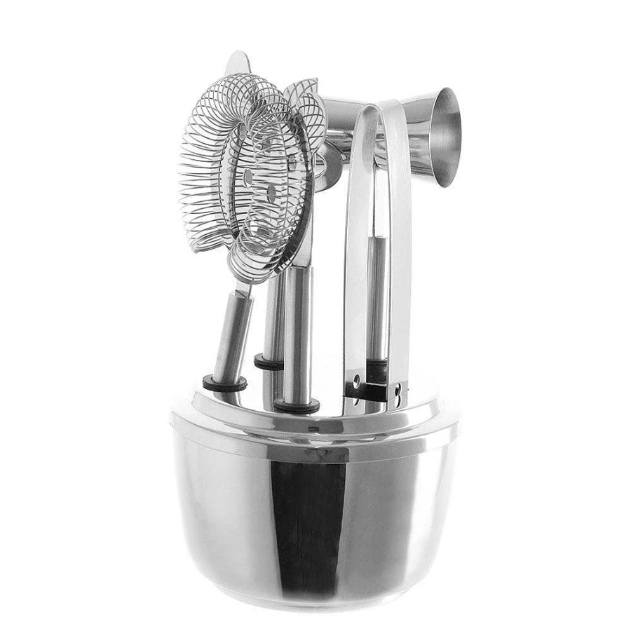 Wheel and Barrow Manhattan Cocktail Bar Tool Set - Premium Stainless Steel Mixing Kit for Bartenders